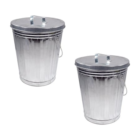 Mytee Products 6Gallon Steel Galvanized Garbage Trash Can w/ Lid Ideal for Trailers, 2PK TRC-6GALx2