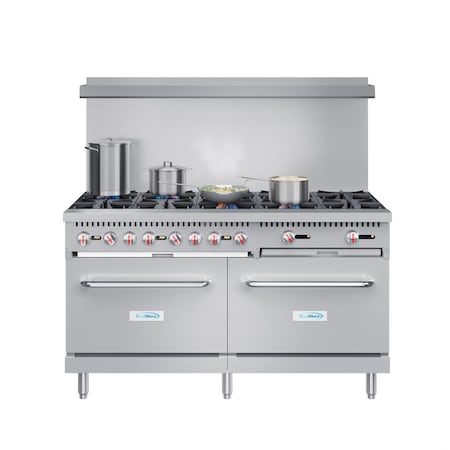 Koolmore 60 in. 10 Burner Commercial LP Range with Oven in Stainless-Steel KM-CR60-LP