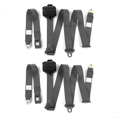 Geared2Golf Jeep Wrangler-TJ 1997-2006 Standard 3 Point Charcoal Retractable Bucket Seat Belt Kit - 2 Belts GE2401710
