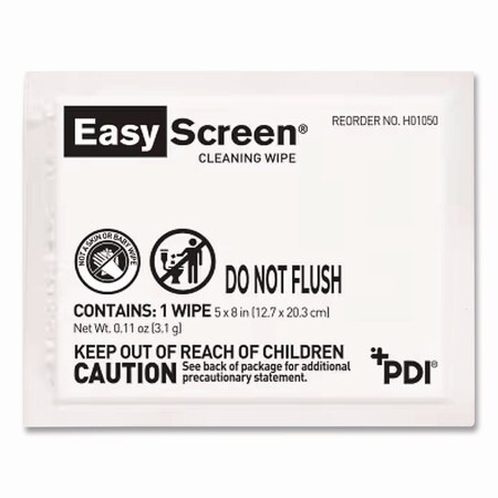 Sani Professional PDI Easy Screen Cleaning Wipes, Individually Wrapped, 1-Ply, 5 x 8, Unscented, White, 50PK H01050