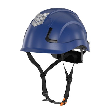 Defender Safety H2-EH Safety Helmet w/ HiViz Kit - Type 2 Class E, ANSI Z89 and EN12492 rated, Blue H2-EH-03-HV