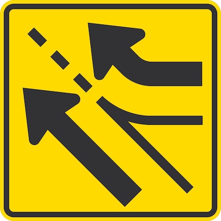 Lyle Right Added Lane (symbol), 30x30, Diamond Grade, Yellow G-15015-DG_30x30
