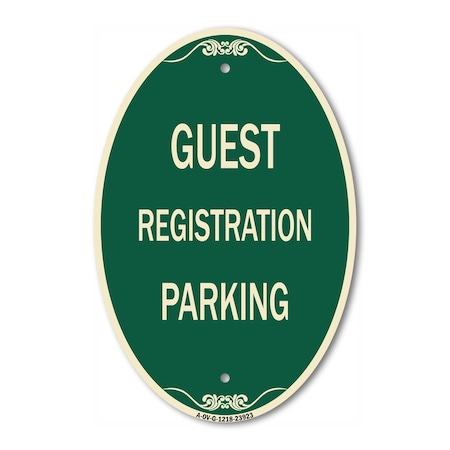 Signmission Guest Registration Parking, 12 Inch X 18 Inch Architectural Oval, Heavy Gauge Aluminum A-OV-G-1218-23923