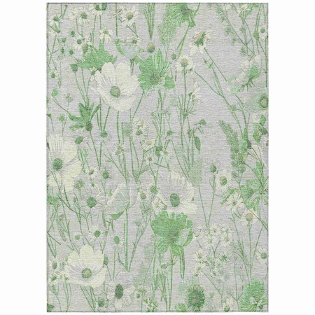 Homeroots 5' X 8' Mint Green And Ivory Floral Washable Indoor Outdoor Area Rug 611157