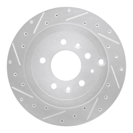 Dynamic Friction Co DFC Brake Rotor - Drilled and Slotted - Silver 631-80067L