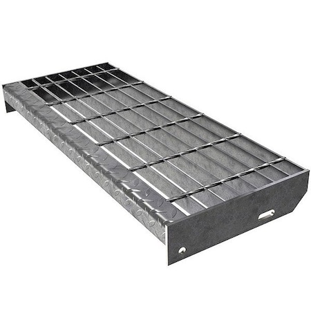 Zoro Select Carbon Steel Stair Tread, Carbon Steel 3 1/2 ft W, 10 15/16 in D L21-G-TC9X42