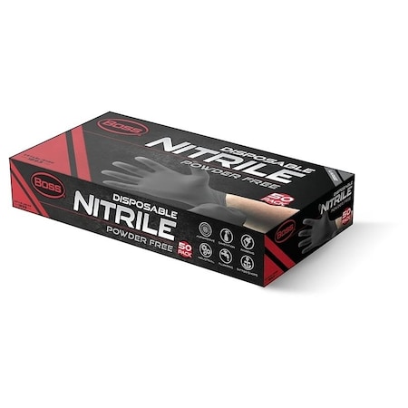 Boss Disposable Gloves, 4 mil Palm, Nitrile, Powder-Free, L, Blue B21001-L50