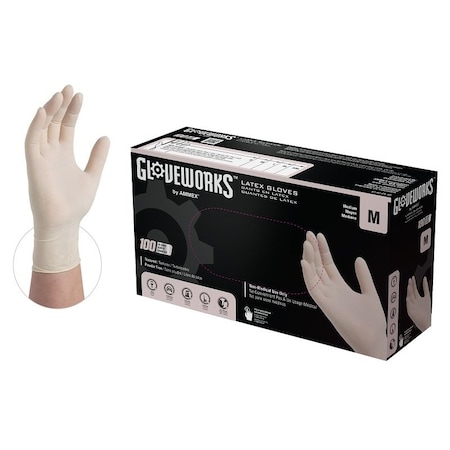 Gloveworks Disposable Gloves, Latex, Powder-Free, M, Ivory TLF44100