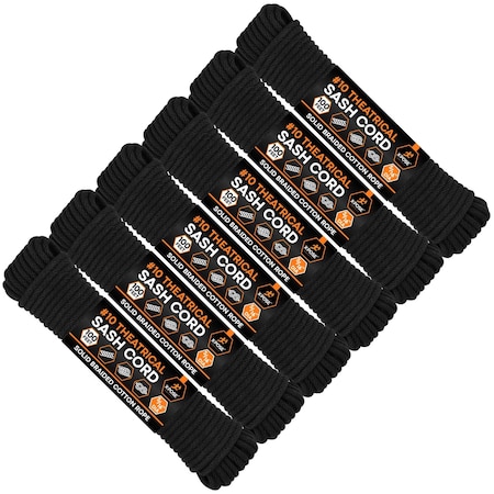 Xpose Safety Black Braided Sash Cord 5/16in x 100ft, 6PK BSC516-100-6-X-S
