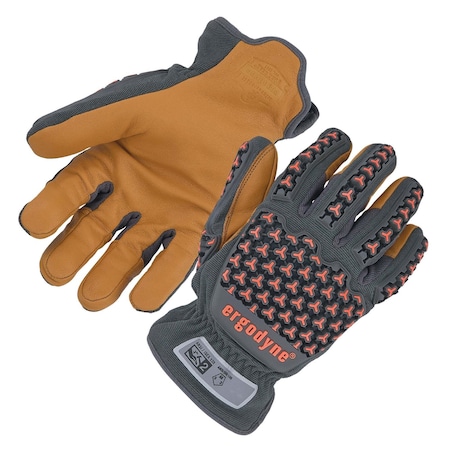 Ergodyne XL Brown Cut-Resistant Leather Impact Gloves 712