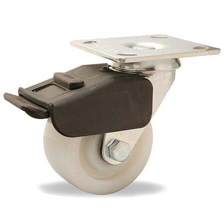Hamilton Combination Brake Swivel Caster, 4" x 2" White Nylon Wheel, 1/2" Precision Ball Bearing S-BC-4WNB