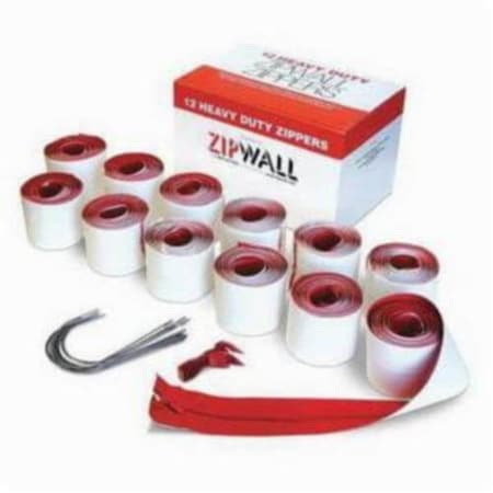 Zipwall Heavy Duty Self-Adhesive Zipper, 7 ft L x 3 in W, Red HDAZ12