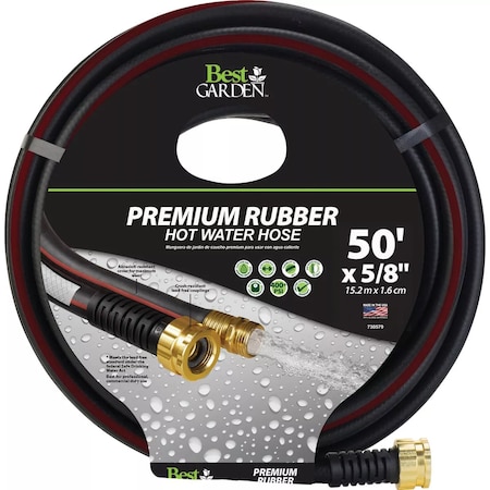 Best Garden Extra Heavy Duty Premium Rubber 5/8'' Dia. x 50 Ft. L. Drinking Water Safe Hot Water Hose DBSGHB58050