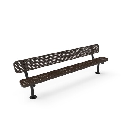 Mytcoat 8ft Outdoor Bench with Back, Surface Mount, Brown, Punched Steel, Textured Coating 804233