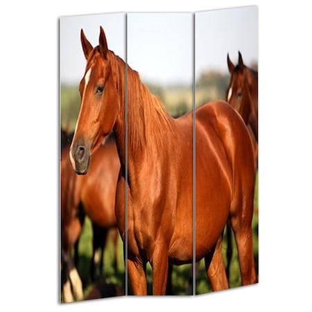 Homeroots 72" Brown And White Canvas Folding Three Panel Screen Room Divider 274617