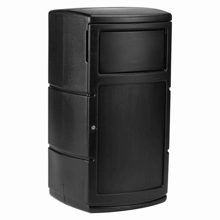 Commercial Zone Products Side Entry Square Trash Receptacle, 25-Gal, Dual Flipper Lid, Dome Top, Black 775101