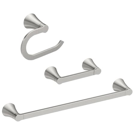 Moen Mikah Series Bathroom Hardware Set, Zinc, Brushed Nickel, 3-Piece Y0733BN