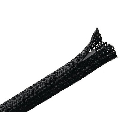 Hellerman Tyton Braided Sleeving, Split Wrap, 2" Dia, PET, Black, 200 ft/bulk reel 170-03139