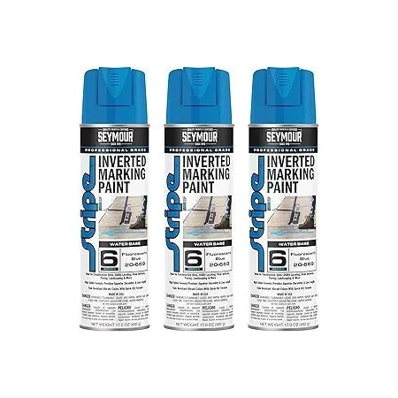 Seymour Midwest Stripe 6-Series Inverted Ground Marking Paint, Fluorescent Blue net 17oz., 3PK 20669-3