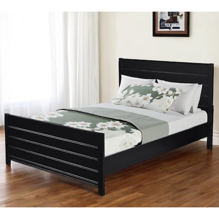 Homeroots Black Solid Wood King Bed Frame 523645