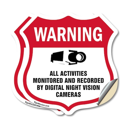 Signmission Video Surveillance Shield Sign Warning A, 4 inch X 4 inch, Vinyl Decal, 2PK SHI-D-2PACK-4-474