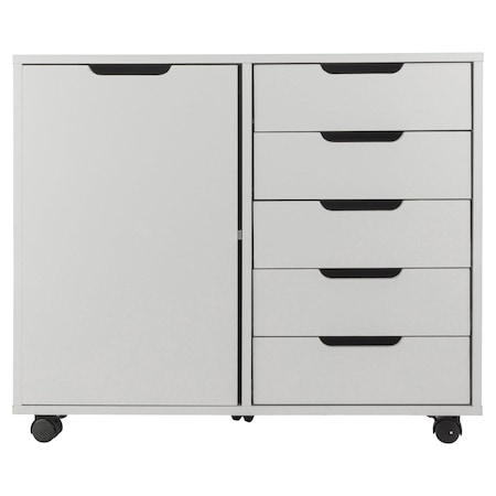Lavish Home 5 Drawer Office Storage Cabinet Wooden Lateral File Cabinet with 5 Drawers, Door, and Shelves 80-FC-5D-W