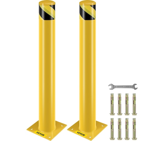Vevor Safety Bollard Steel Bollard Post Yellow Pipe Steel Barrier 36" H 4.5" D BP-36-4.5