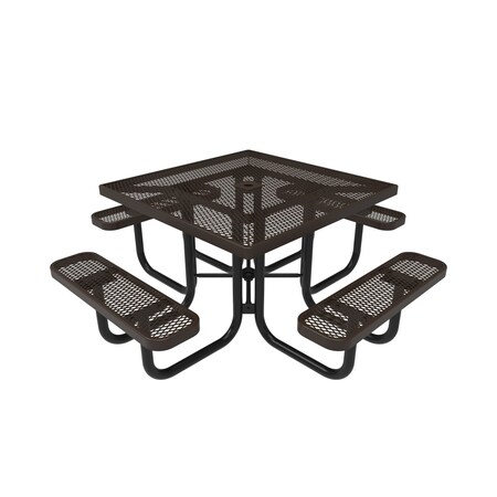 Mytcoat 46in Square Portable Outdoor Table, Brown, Seats 8, Expanded Metal, Textured Coating 804088