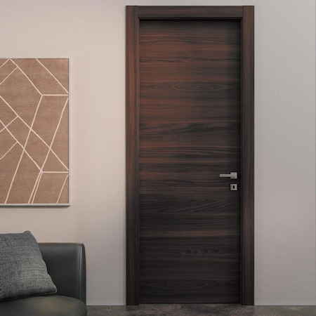 Sartodoors Modern Solid Interior Door with Handle, Planum 0010 Chocolate Ash, Single Regural Panel Frame Trims PLANUM0010ID-CA-4284
