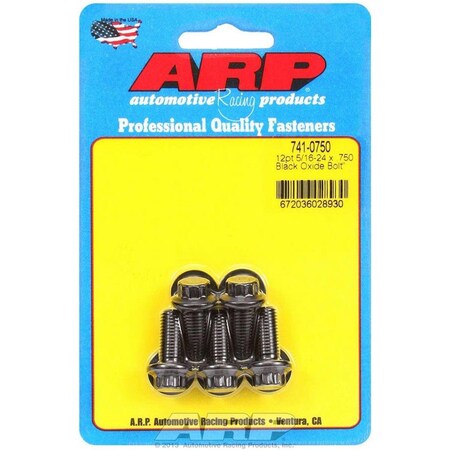 Arp 741-0750 0.31-24 x 0.75 in. 12 Point Chromoly Steel Bolt Kit, 5PK ARP741-0750