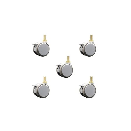 Service Caster 2.375 Inch MRI Safe Casters with Brakes, 12mm Threaded Stem, Set of 5, SCC, 5PK SCC-TS02S60-TPR-GRY-B-M12X22-MRI-5