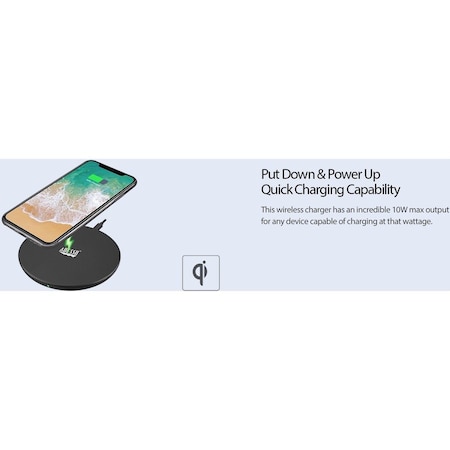 Adesso 10W MAX QI-CERTIFIED WIRELESS QUICK CHARGER, CAN CHARGING  THROUGH CASE U AUH-1010