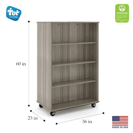 Tot Mate Mobile Wood Cabinet, Shadow Elm, 36 in W x 36 in L x 60 in H x 23 in D TMM613A.M0W92