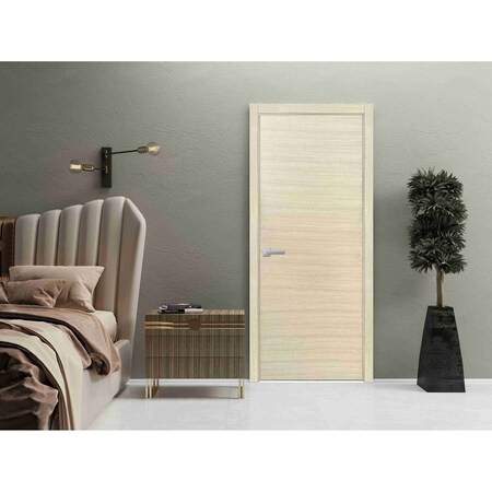 Sartodoors Modern Wood Interior Door with Hardware, Planum 0010 Natural Veneer, Single Panel Frame Trims, Bath PLANUM0010ID-SHP-1896