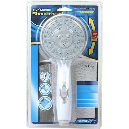 Camco SHOWER HEAD-WHITE W/ON/OFF SW 43711