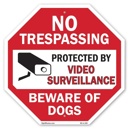 Signmission No Trespassing Protected by Video S, 18 Inch X 18 Inch, Plastic Sign OC-P-18-100