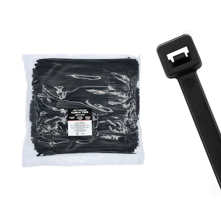 Cable Ties Unlimited Heat Stabilized Cable Tie, 11 in L, 40 lb Strength, 3.2 in Max Bundle Dia, UV-Res, Blk, 1000PK HS11-40-M
