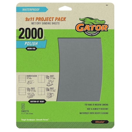 Gator PAPER SAND W/P 2000GRIT 9X11IN 4047