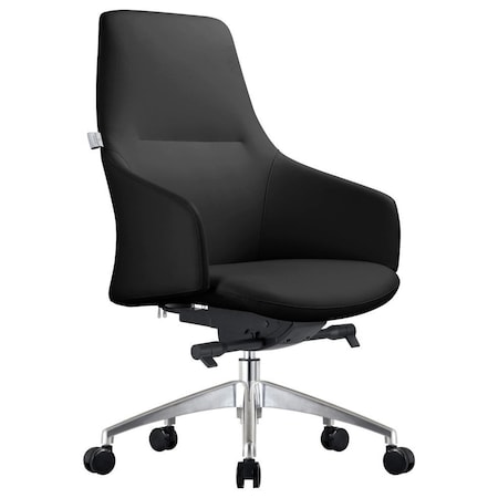 Leisuremod Celeste Office Chair in Upholstered Leather and Iron Frame with Swivel and Tilt, Black CO20BLL