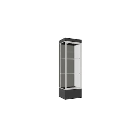 Ghent Lighted Floor Display Case 24x76x20, 12" Base, Satin 93LFSL-SN-BLK