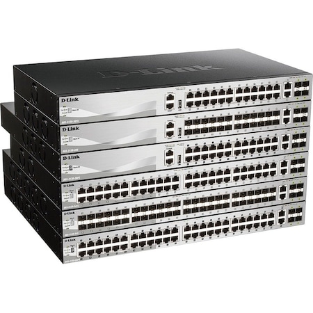 D-Link LAYER 3 STACKABLE MANAGED SWITCH WITH 48 X SFP PORTS, 2 X 10GBASE-T PORTS, 4 X 1 DGS-3130-54TS