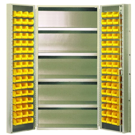 Quantum Storage Systems BEIGE STORAGE CABINET W/96 YELLOW BINS QSC-BG-36-96-4ISYL