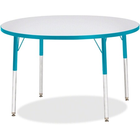 Jonti-Craft Berries Round Activity Table, 42 in. Diameter, A-height, Freckled Gray/Teal/Gray 6468JCA005
