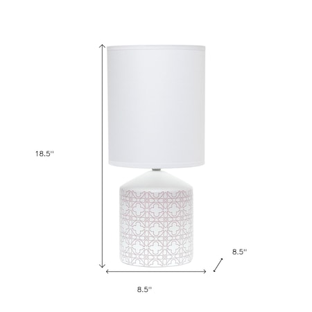 Homeroots 19" White And Tan Ceramic Table Lamp With White Cylinder Shade 643437