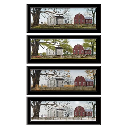 Homeroots Set Of Four Four Seasons Collection II 3 Black Framed Print Wall Art, 4PK 405762