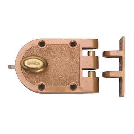 Kaba Ilco Single Cylinder Surface Bolt Jimmy Proof Lock Less Cylinder with Angle Strike Bronze Laquer 539-53-41 L/CYL