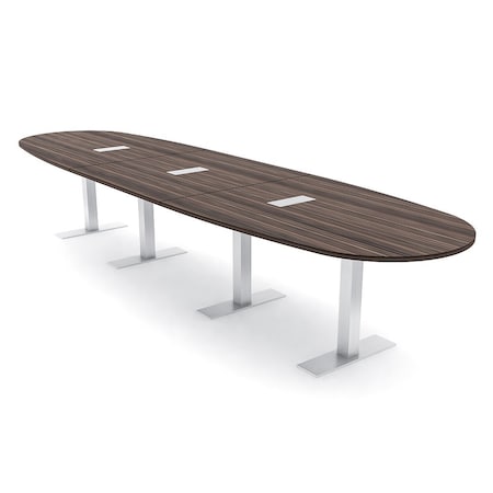 Skutchi Designs 16ft Conference Table With Power Unit | 16 Person Modular Boval Meeting Table | Harmony Series HAR-BOVL-48X192-T-H3041-ESIL
