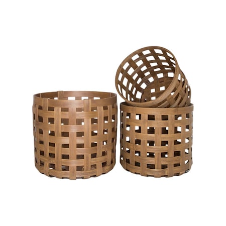 Homeroots Set of Three Brown Woven Wood Baskets, 3PK 636194