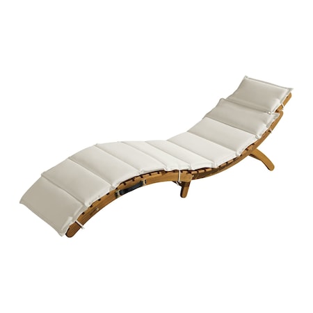 Alaterre Furniture Alaterre Outdoor Chaise Lounge Chair with Cushion Brown Cream Patio Furniture Design 80-OUTD-WD-CHSLNG