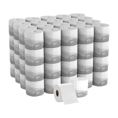 Pacific Blue Envision Toilet Paper, 2 Ply, 550 Sheets/Roll, 4 in x 4 in Sheets, Std Core, White, 80PK 19880/01